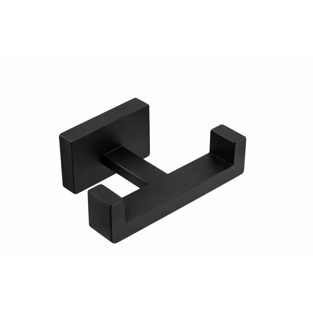 Matte black stainless steel double robe hook, wall-mounted bathroom hook by MAX Faucets for towels and robes