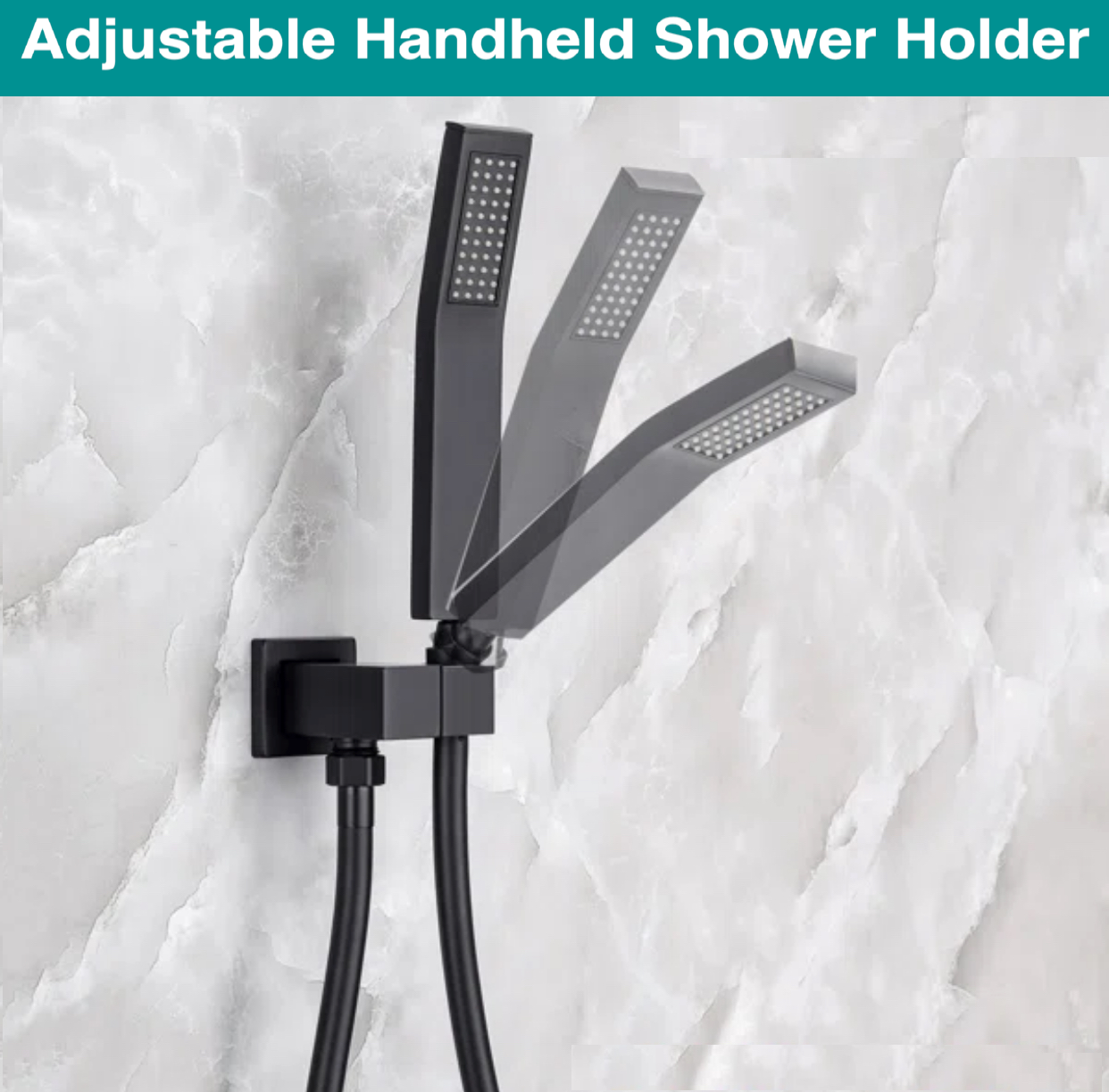 Matte black handheld shower sprayer with flexible hose