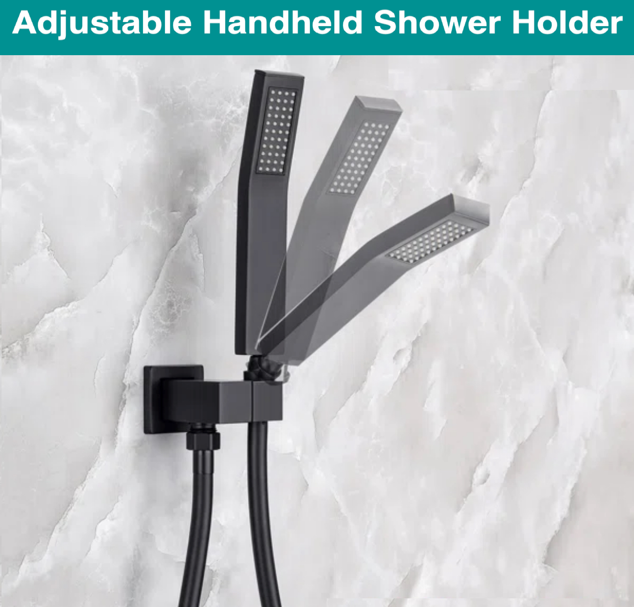 Matte black handheld shower wand included with MAX Faucets shower system