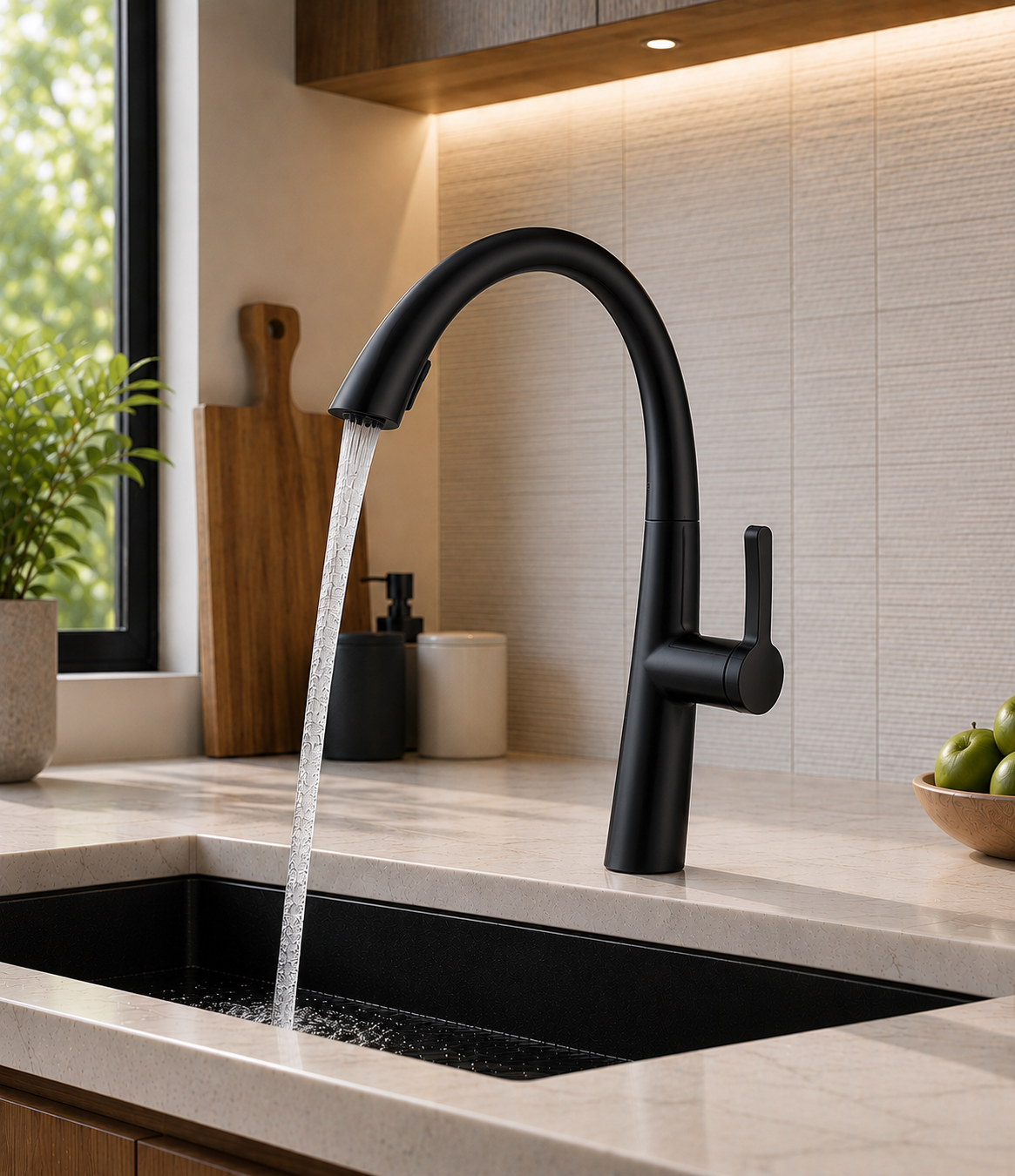 MAX Faucets kitchen faucet displaying stream water flow mode