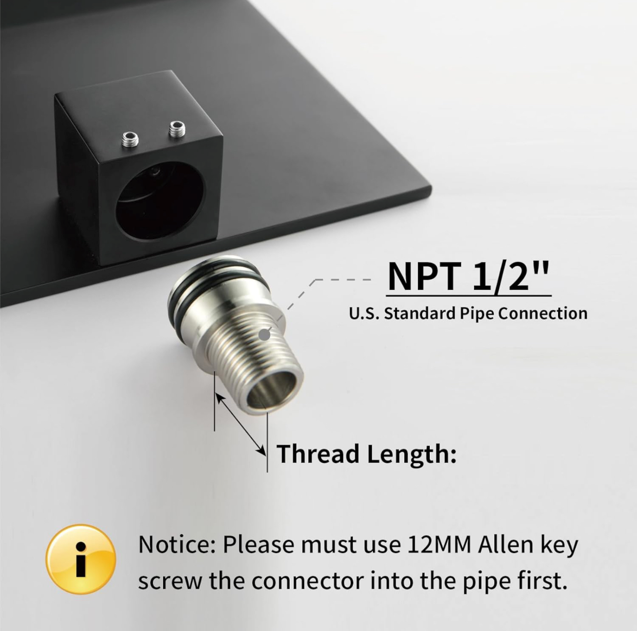 Matte black waterfall tub filler spout dimensions and specifications