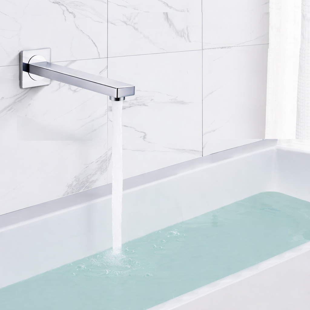 MAX Faucets 7 inch tub filler spout polished chrome wall mounted bathtub faucet YM-075-C