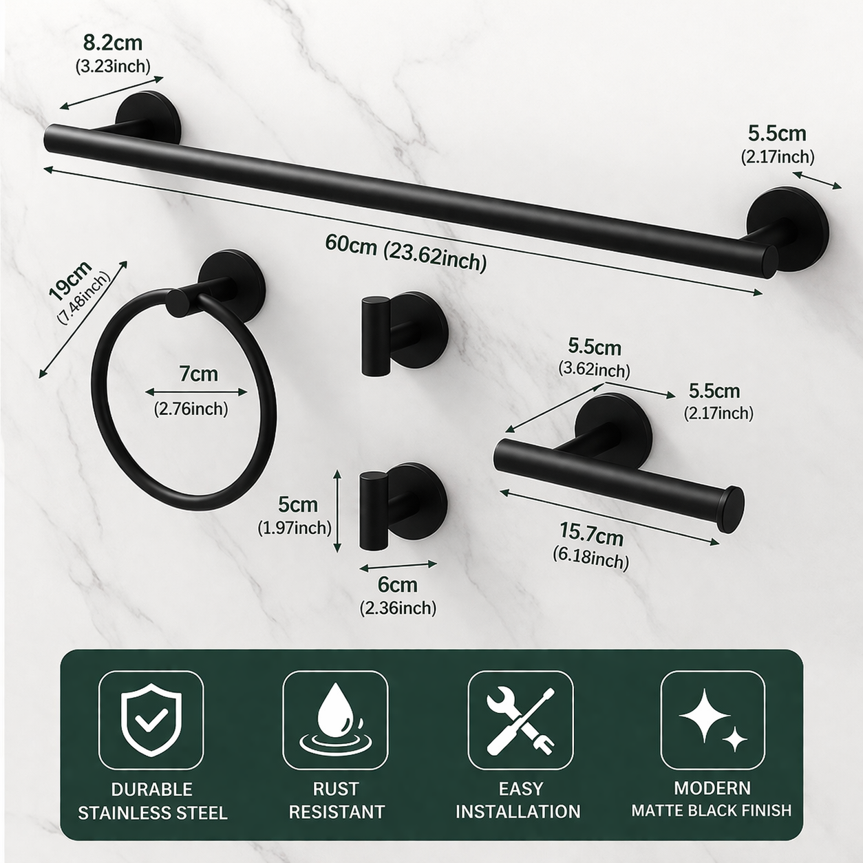 max-faucets-bathroom-accessories-set-matte-black-wall-mounte sizes