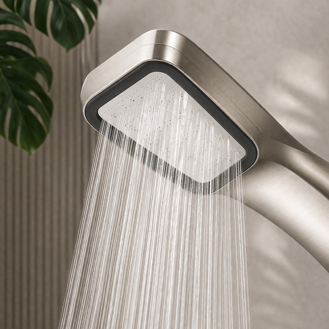 MAX Faucets Brushed Nickel Slim Handheld Shower – Modern Single Spray Design