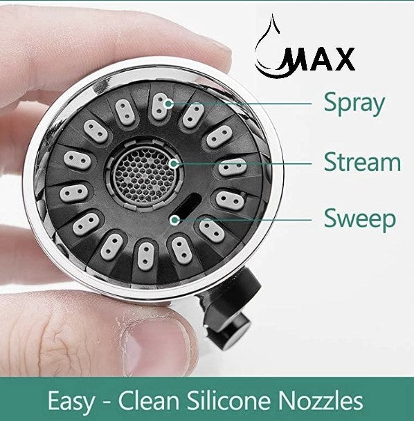 max-faucets-brushed-nickel-spray-stream-sweep-head-front-view