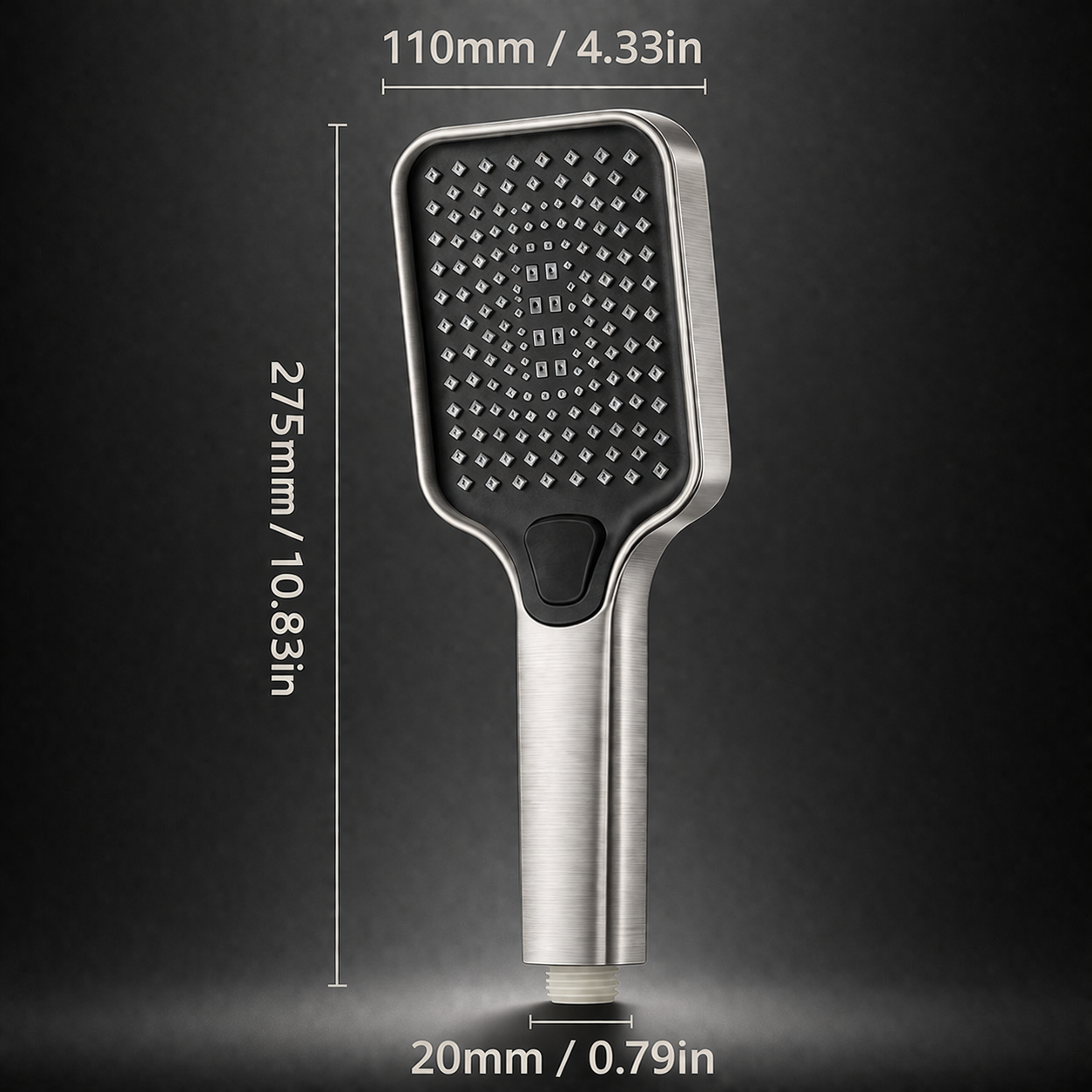 Brushed nickel square handheld shower with four spray modes size by MAX Faucets 