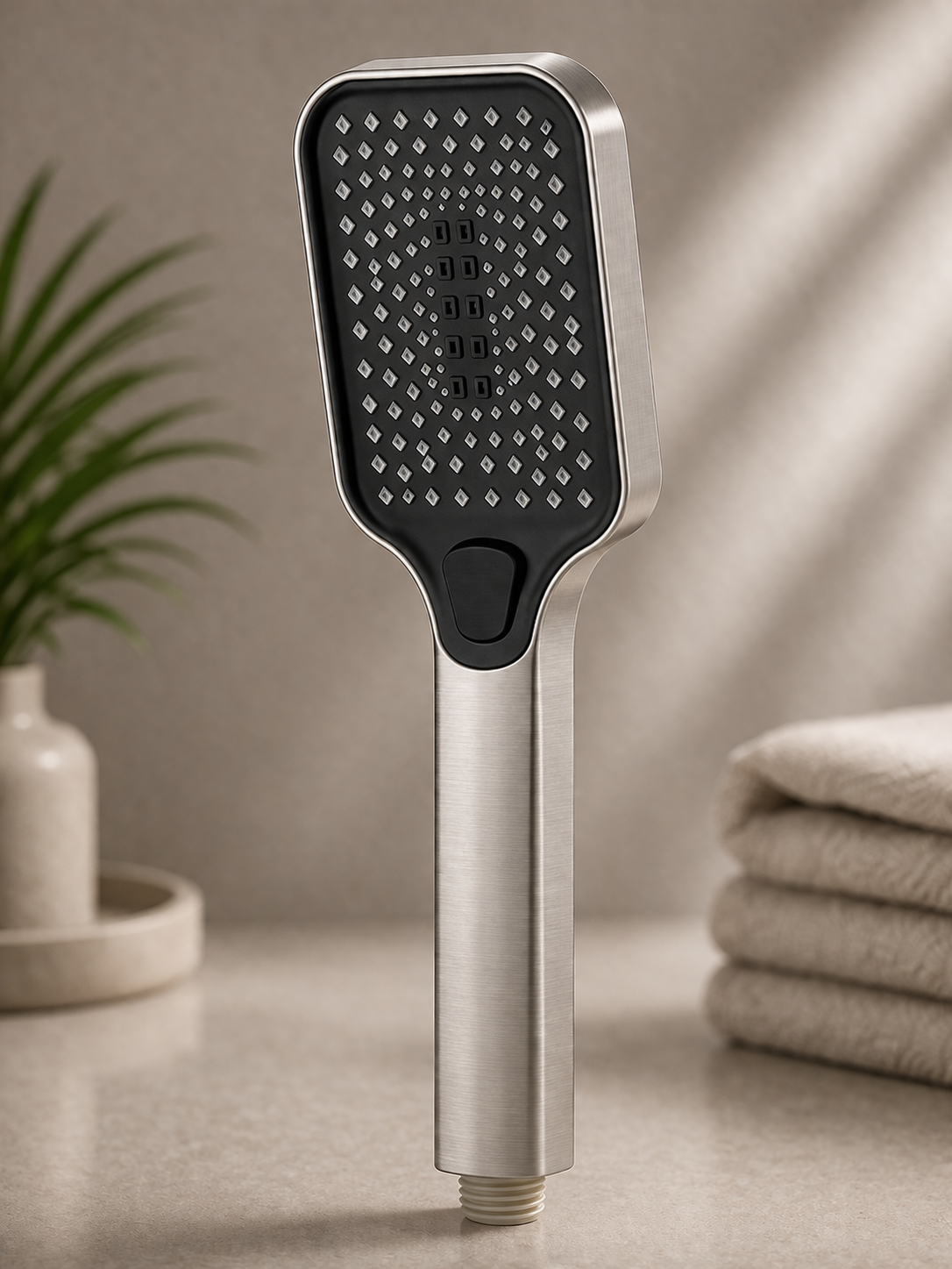 Brushed nickel square handheld shower with four spray modes by MAX Faucets