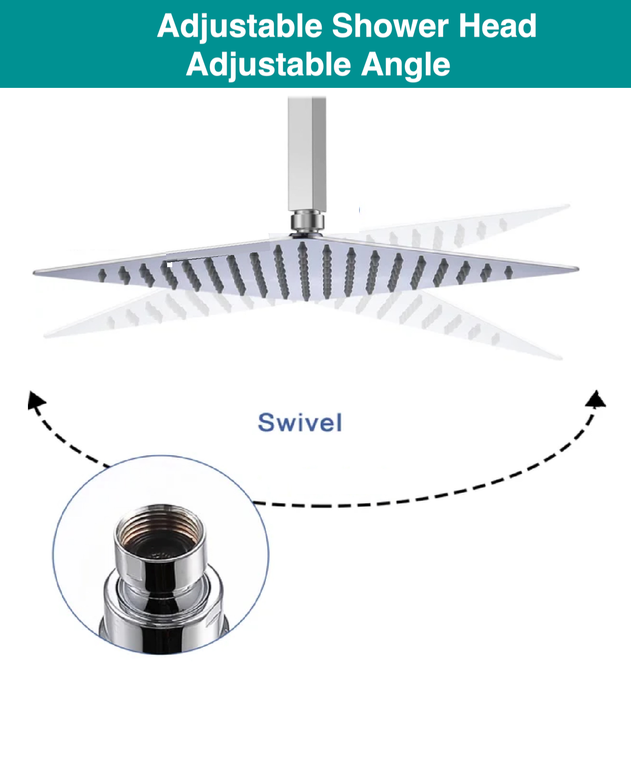 Premium ceiling chrome rain shower head and body jets