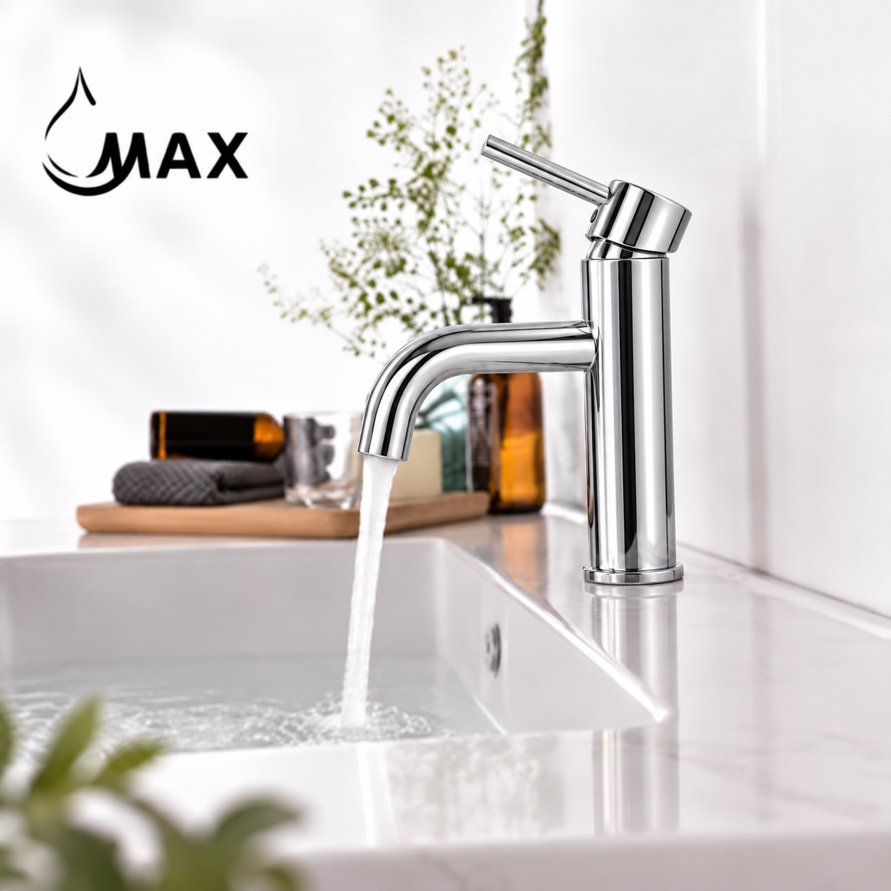 MAX Faucets single-handle bathroom faucet with long spout in chrome 