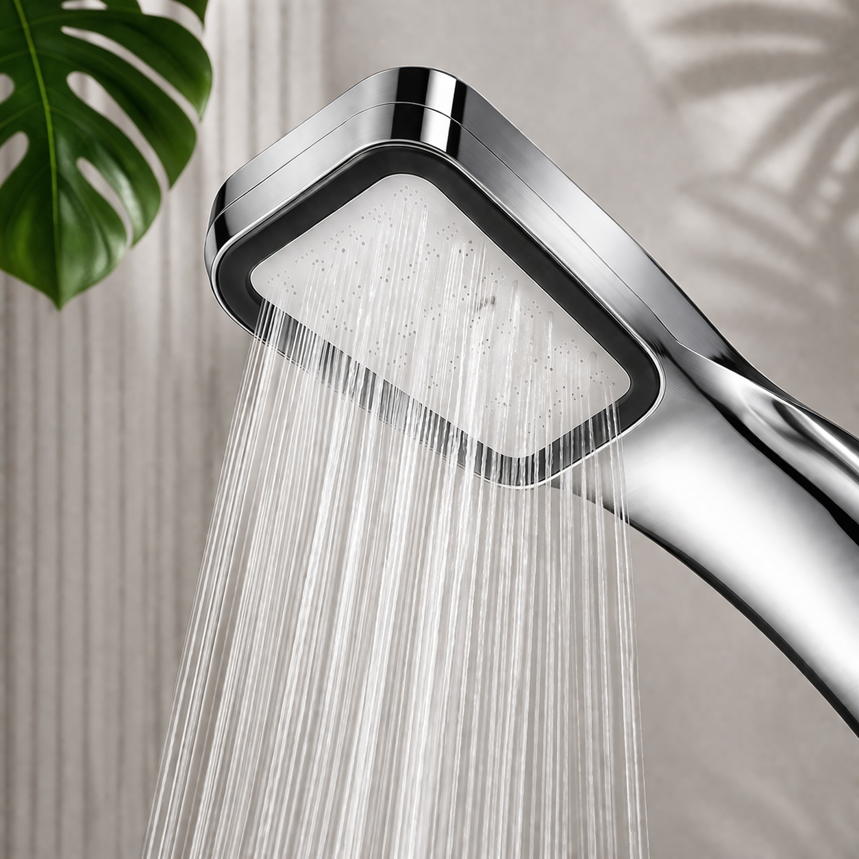 Chrome slim handheld shower with modern minimalist design