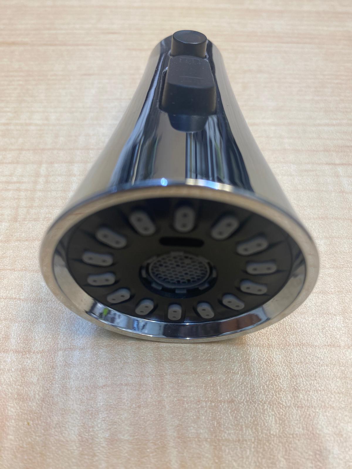 Front view of MAX Faucets polished chrome kitchen faucet replacement spray head
