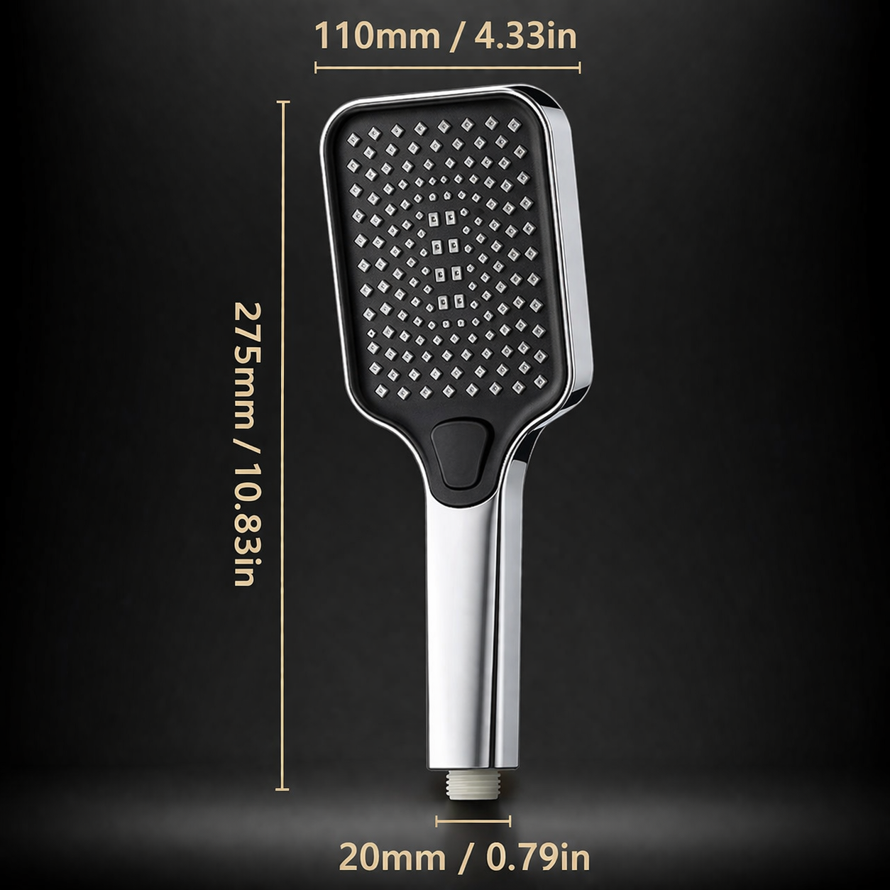 Chrome square handheld shower with four spray modes size by MAX Faucets