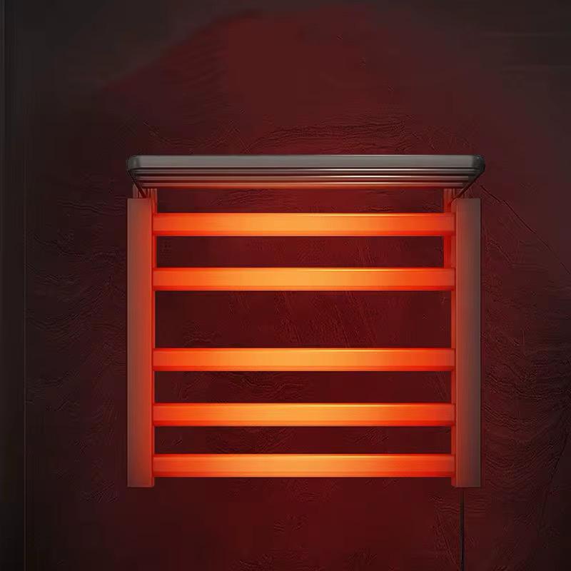 Digital control panel on black electric towel warmer rack temperature control display