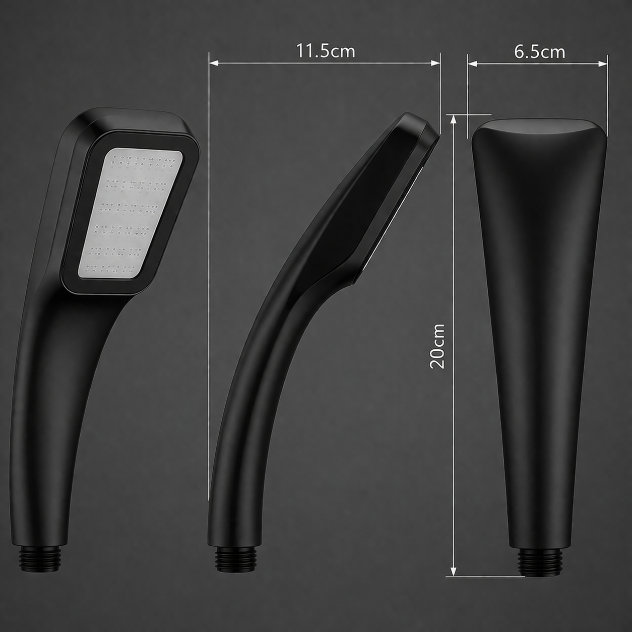 Matte black slim handheld shower with modern minimalist design