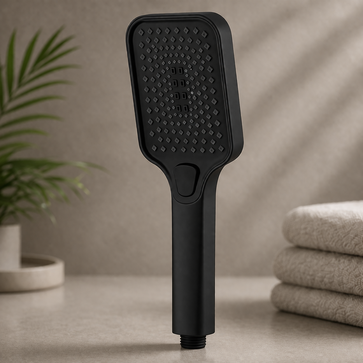 Matte black square handheld shower with four spray modes by MAX Faucets