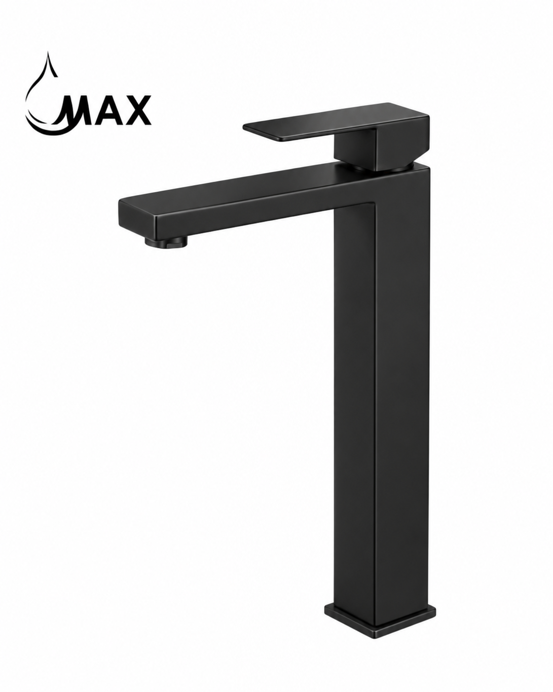 MAX Faucets | Tall Square Vessel Bathroom Faucet – Matte Black, Single Handle Modern Design