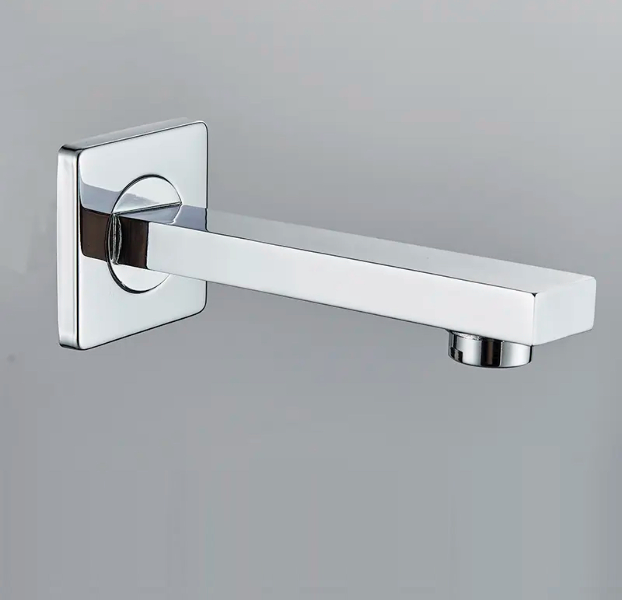 Close up detail of polished chrome finish on MAX Faucets 7 inch tub spout