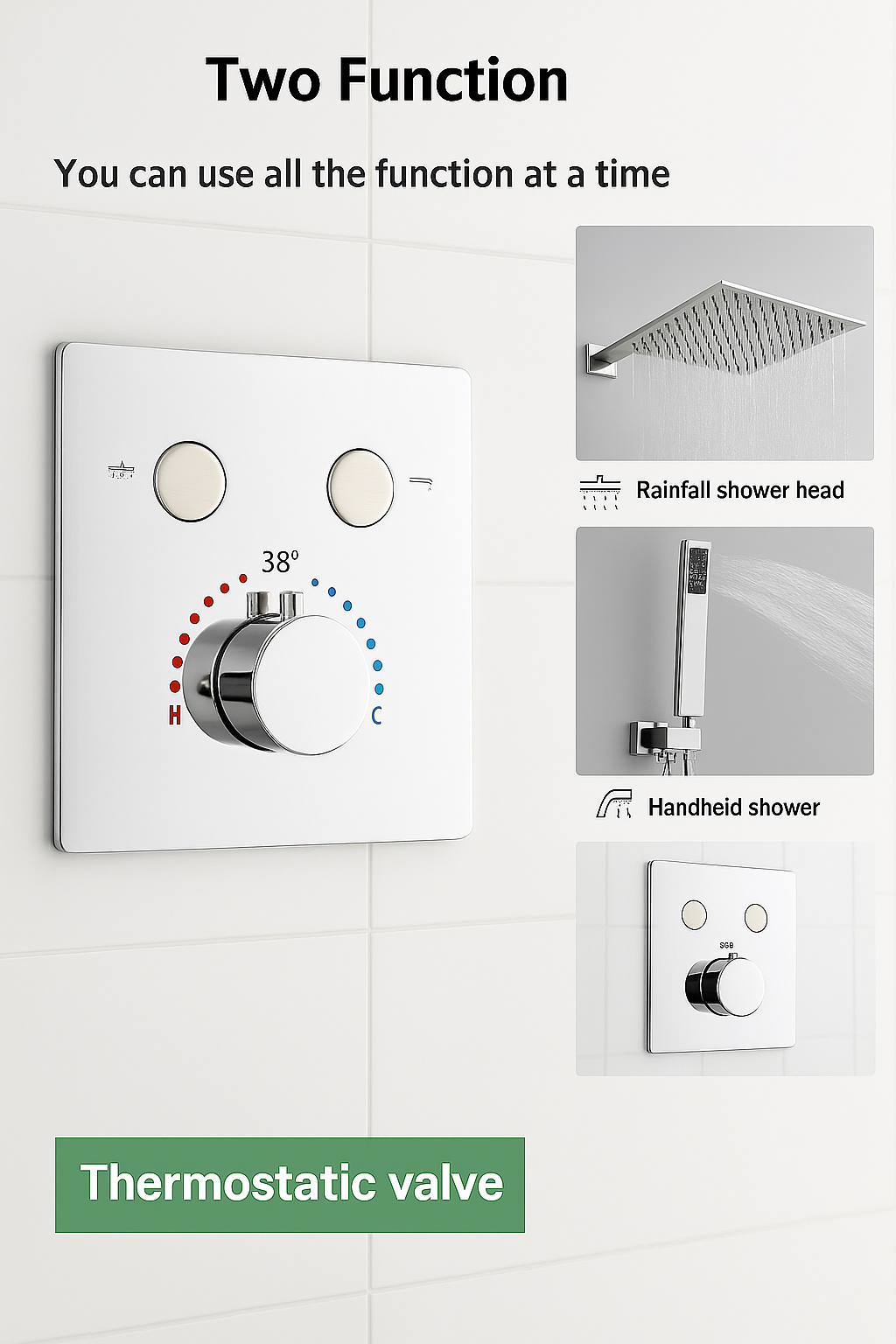 Chrome push-button thermostatic pressure balance valve with temperature control knob