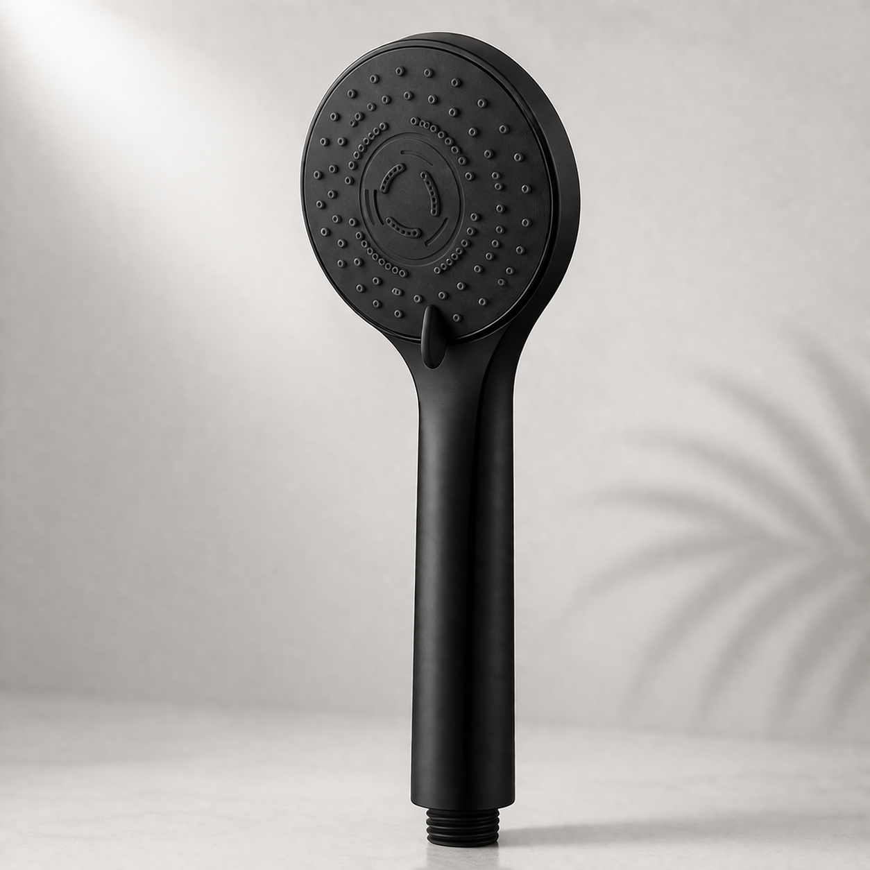 Round handheld shower with five spray settings rain massage mist modes