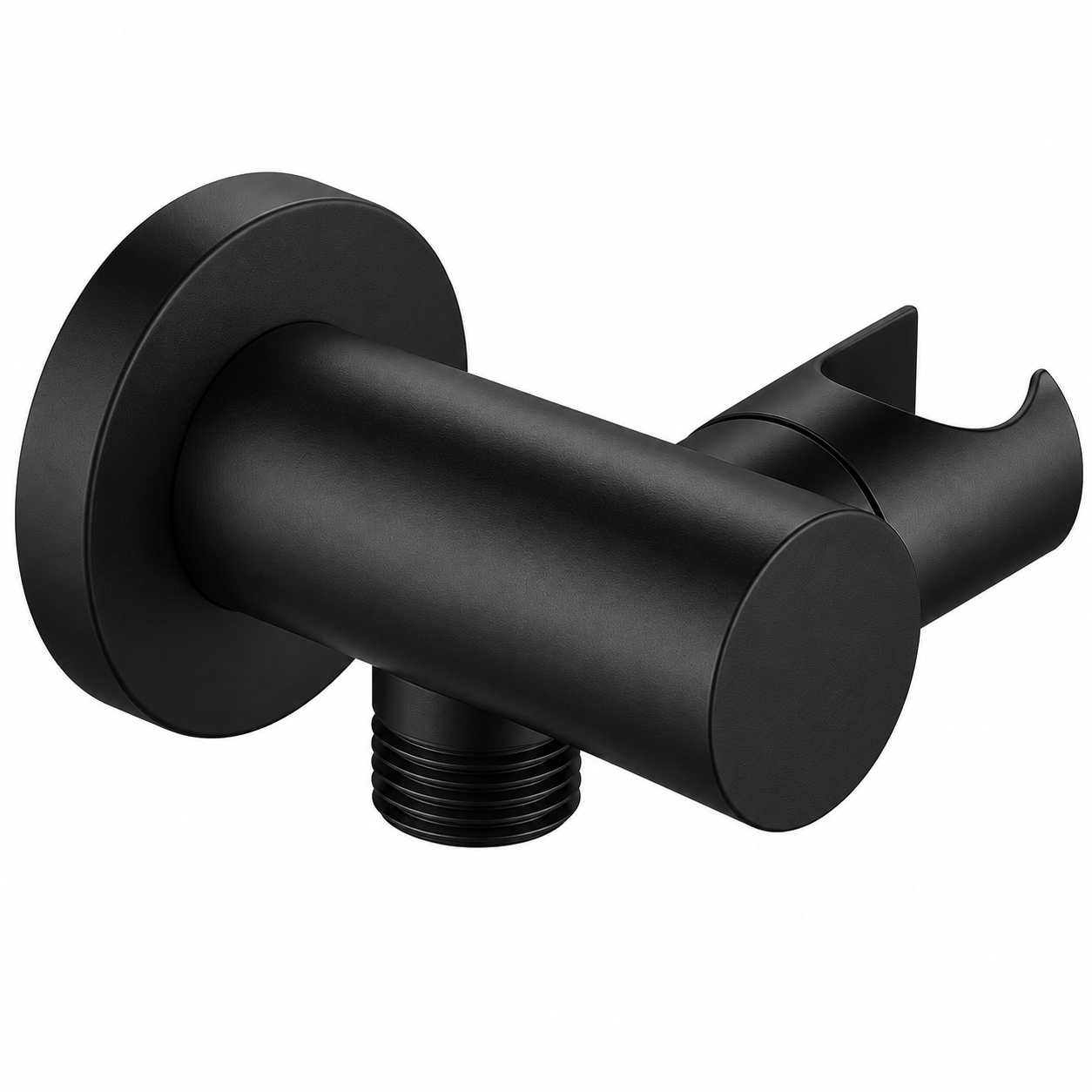 MAX Faucets round shower outlet elbow with adjustable handheld shower head holder in matte black finish wall mounted design