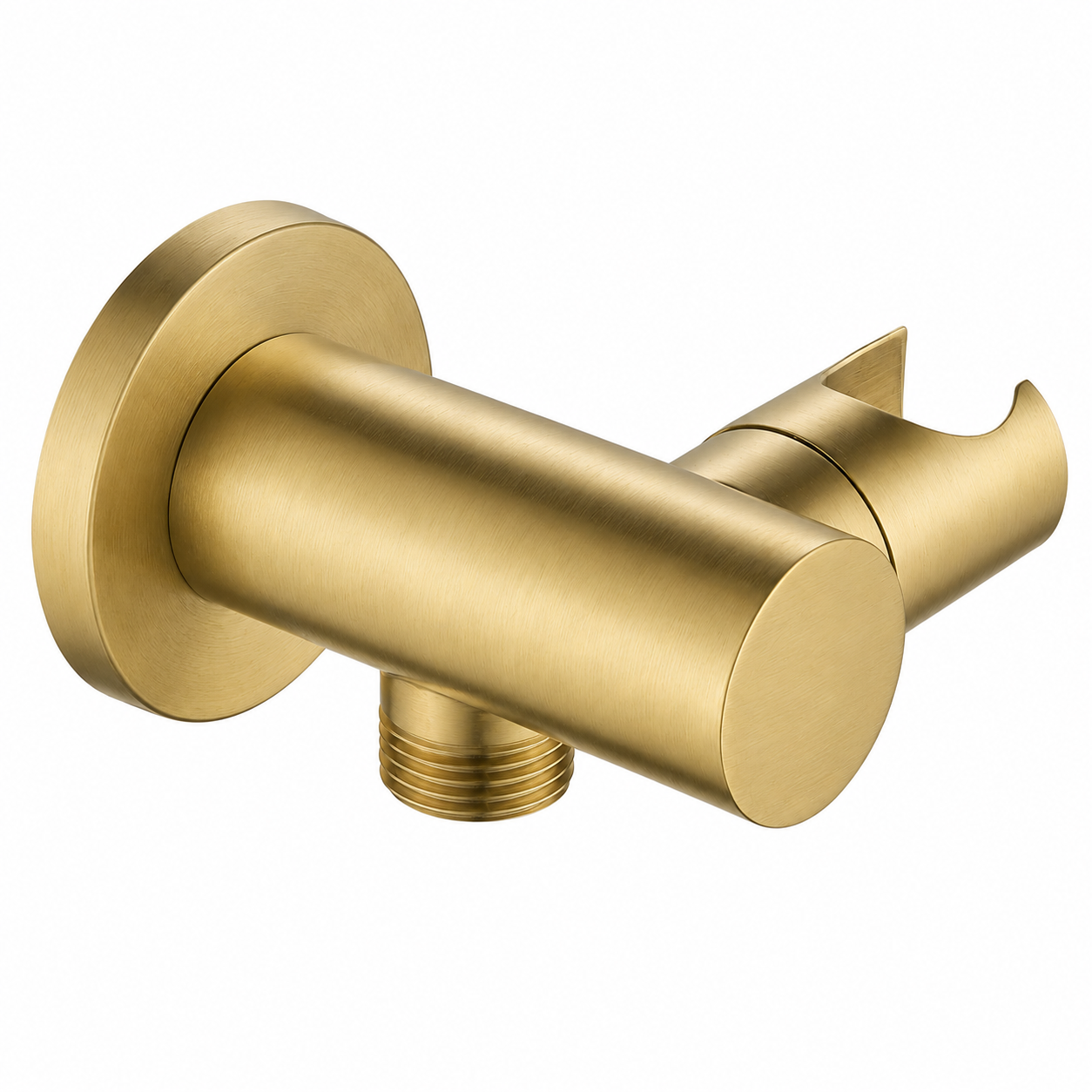 MAX Faucets round shower outlet elbow with adjustable handheld shower holder in brushed gold finish
