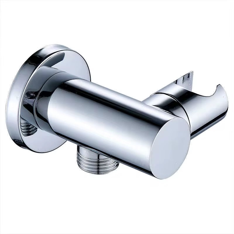 MAX Faucets round shower outlet elbow with adjustable handheld shower holder in chrome finish