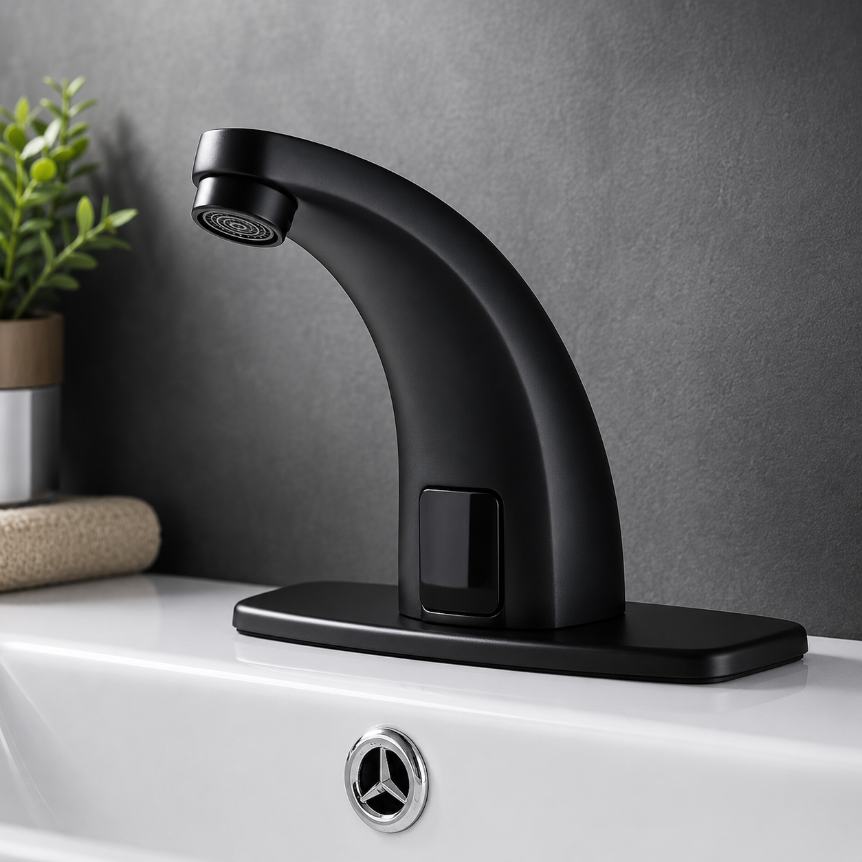MAX Faucets touchless bathroom faucet with thermostatic valve in matte black finish