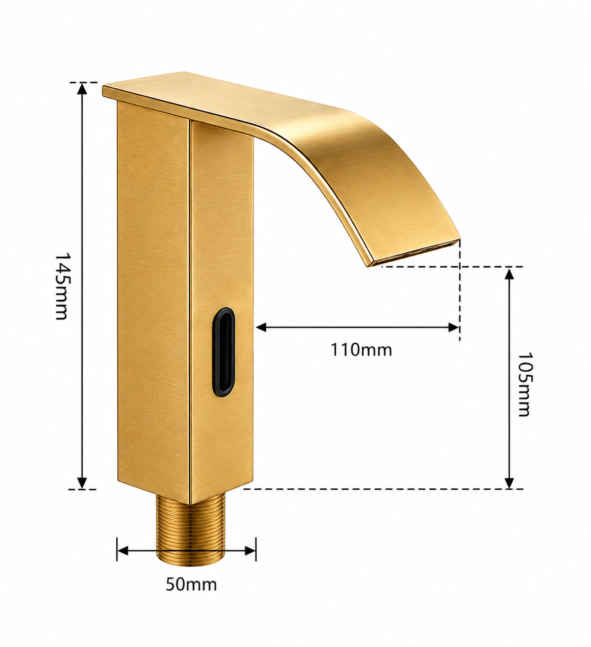 MAX Faucets WF-S22311-BG Brushed Gold Touchless Bathroom Faucet Dimensions and Specifications