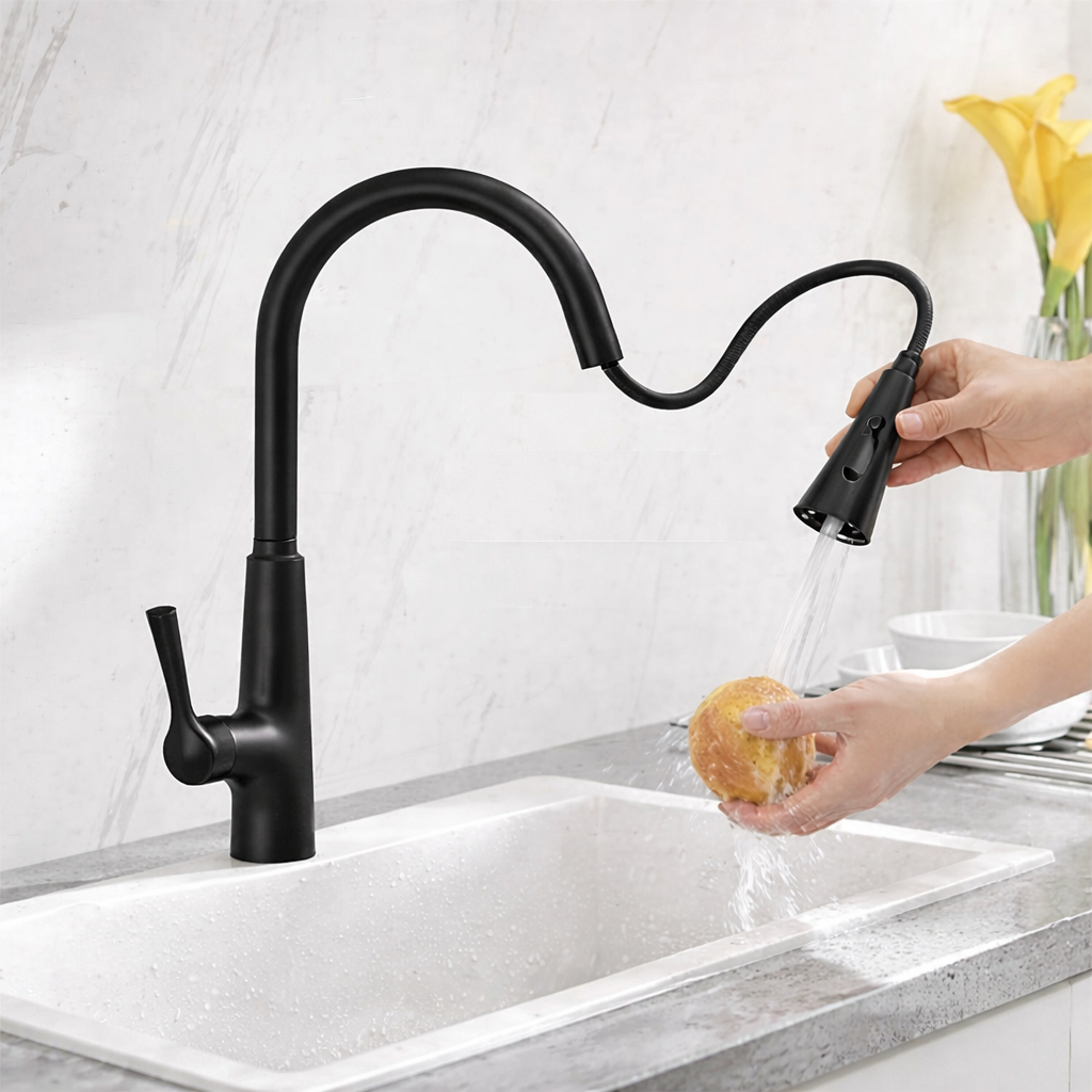MAX Touchless Kitchen Faucet in Matte Black with 17.75-inch High Arc Spout and Pull-Out Spray