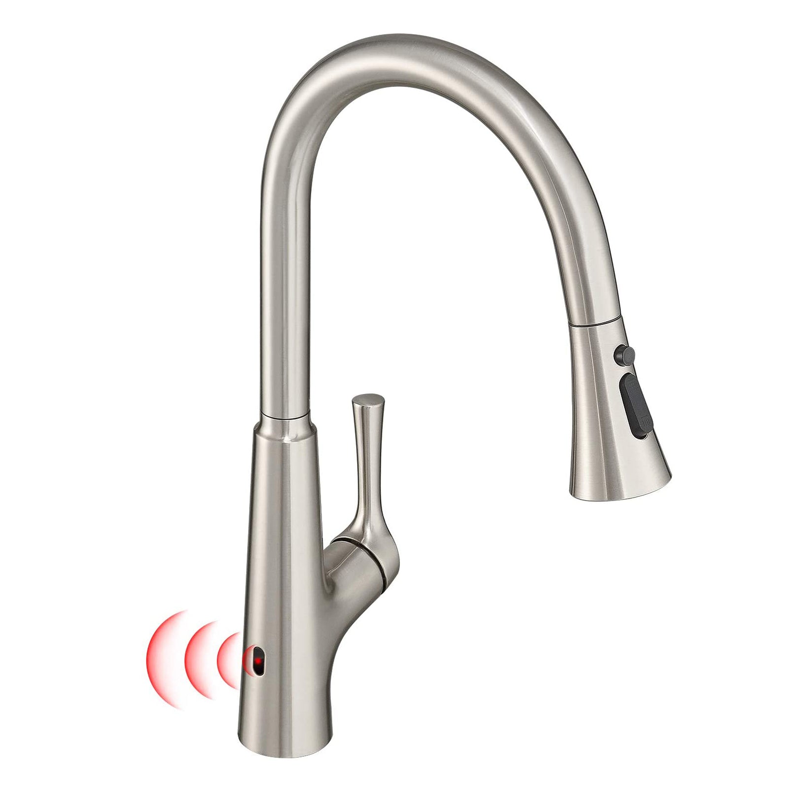 MAX Faucets Brushed Nickel Touchless Kitchen Faucet Dimensions – 17.75-inch High Arc Spout