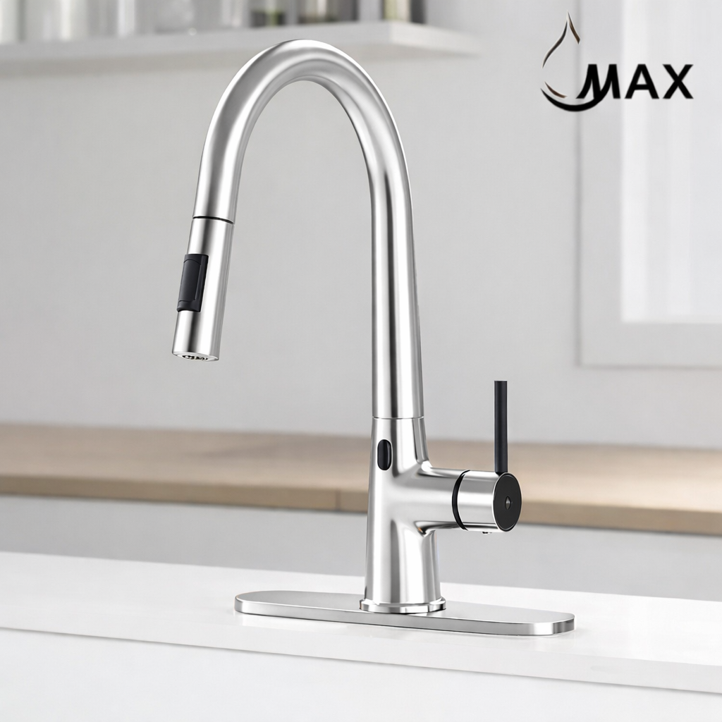 MAX Touchless Kitchen Faucet in Chrome – Smart Single Handle Pull-Out with 16-inch High Arc Spout
