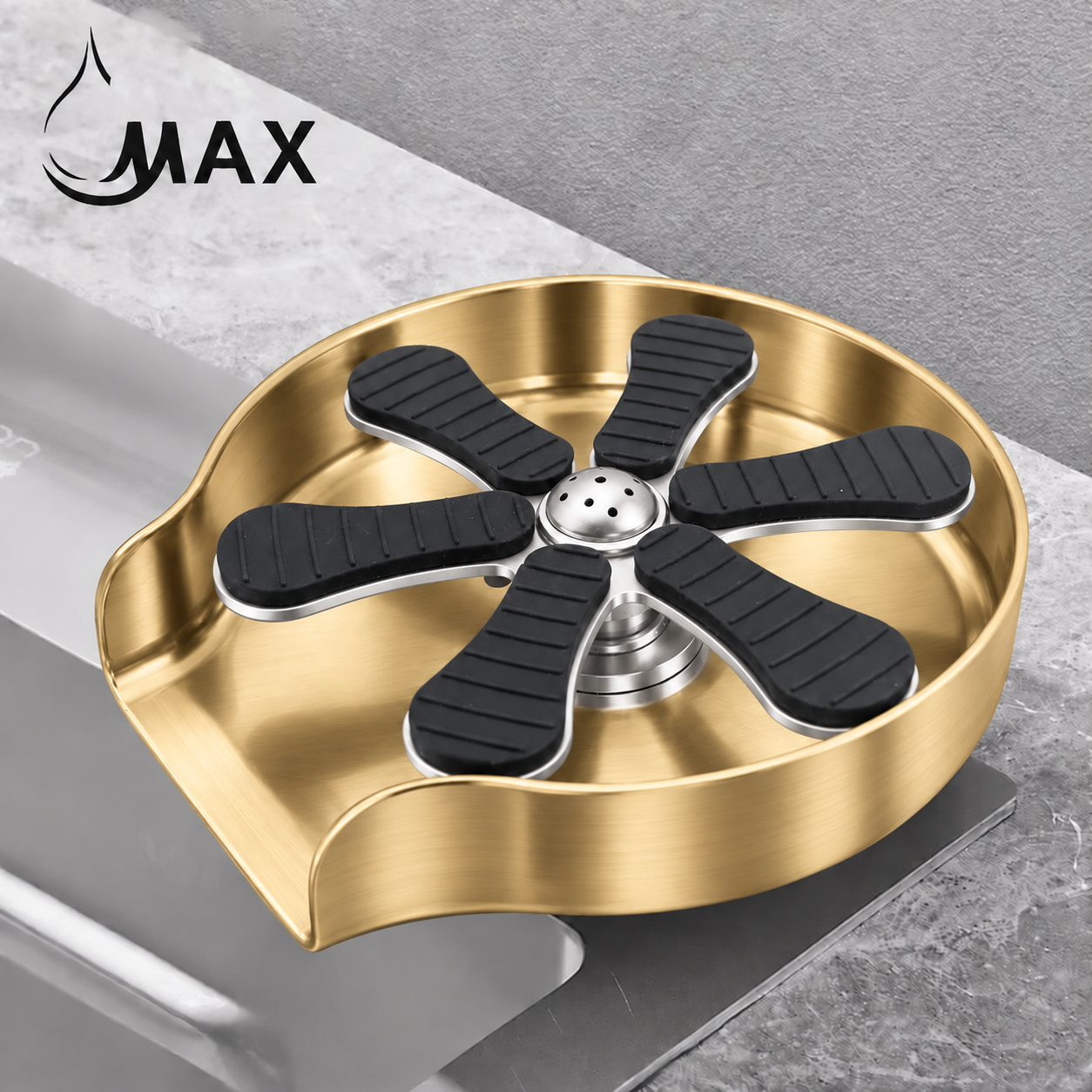 MAX Faucets metal kitchen sink glass rinser in brushed gold