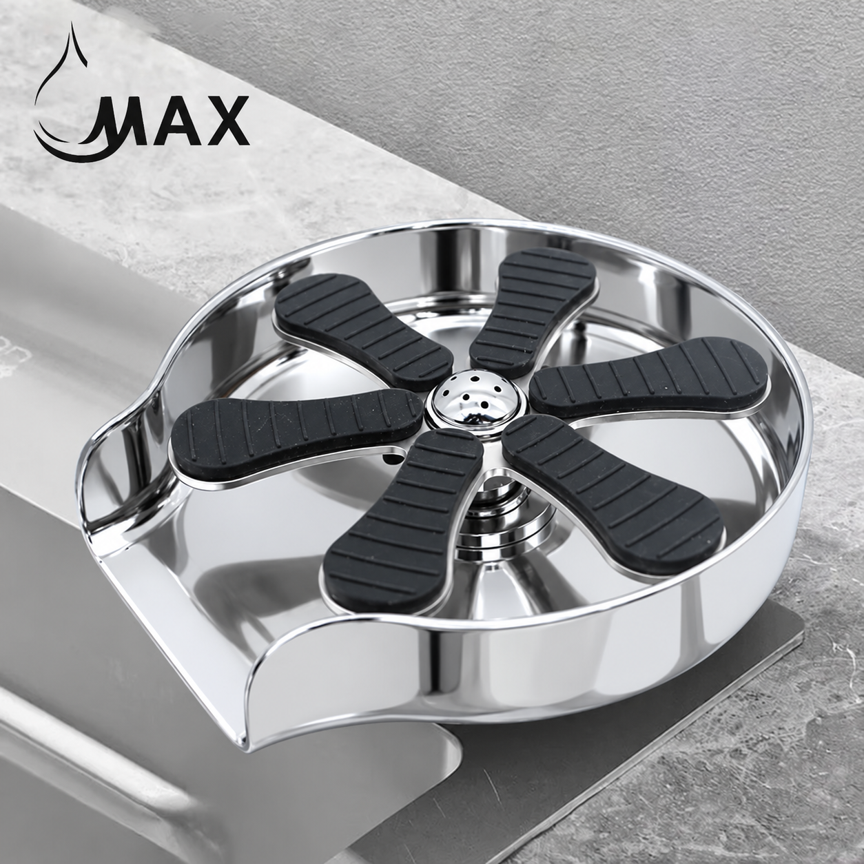 MAX Faucets metal kitchen sink glass rinser in chrome