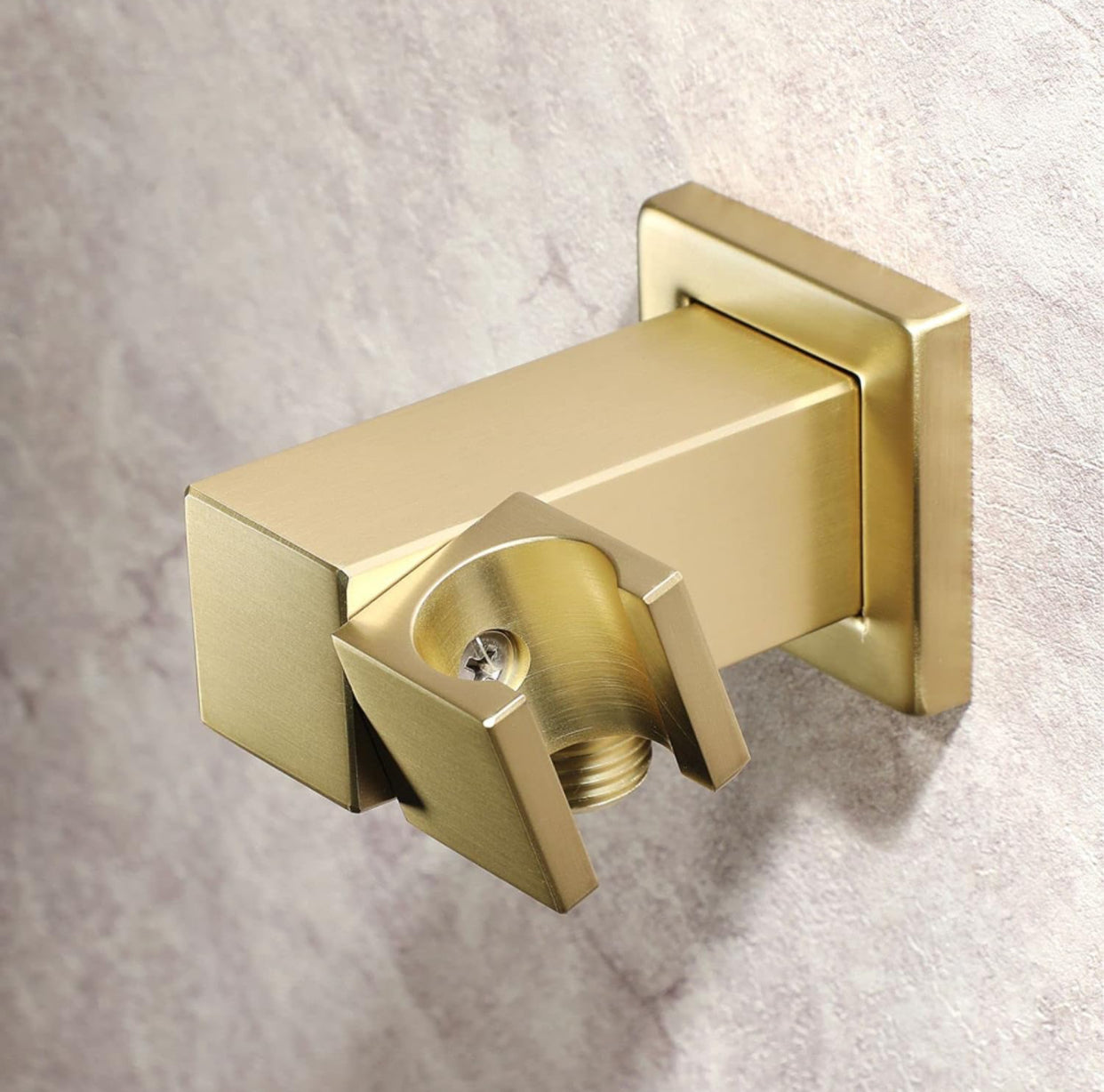 Installed brushed gold shower outlet elbow with handheld shower holder modern bathroom