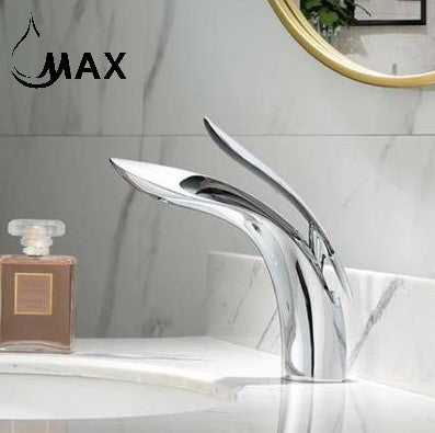 MAX Faucets modern single handle bathroom faucet in chrome finish