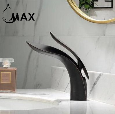 MAX Faucets modern single handle bathroom faucet in matte black finish