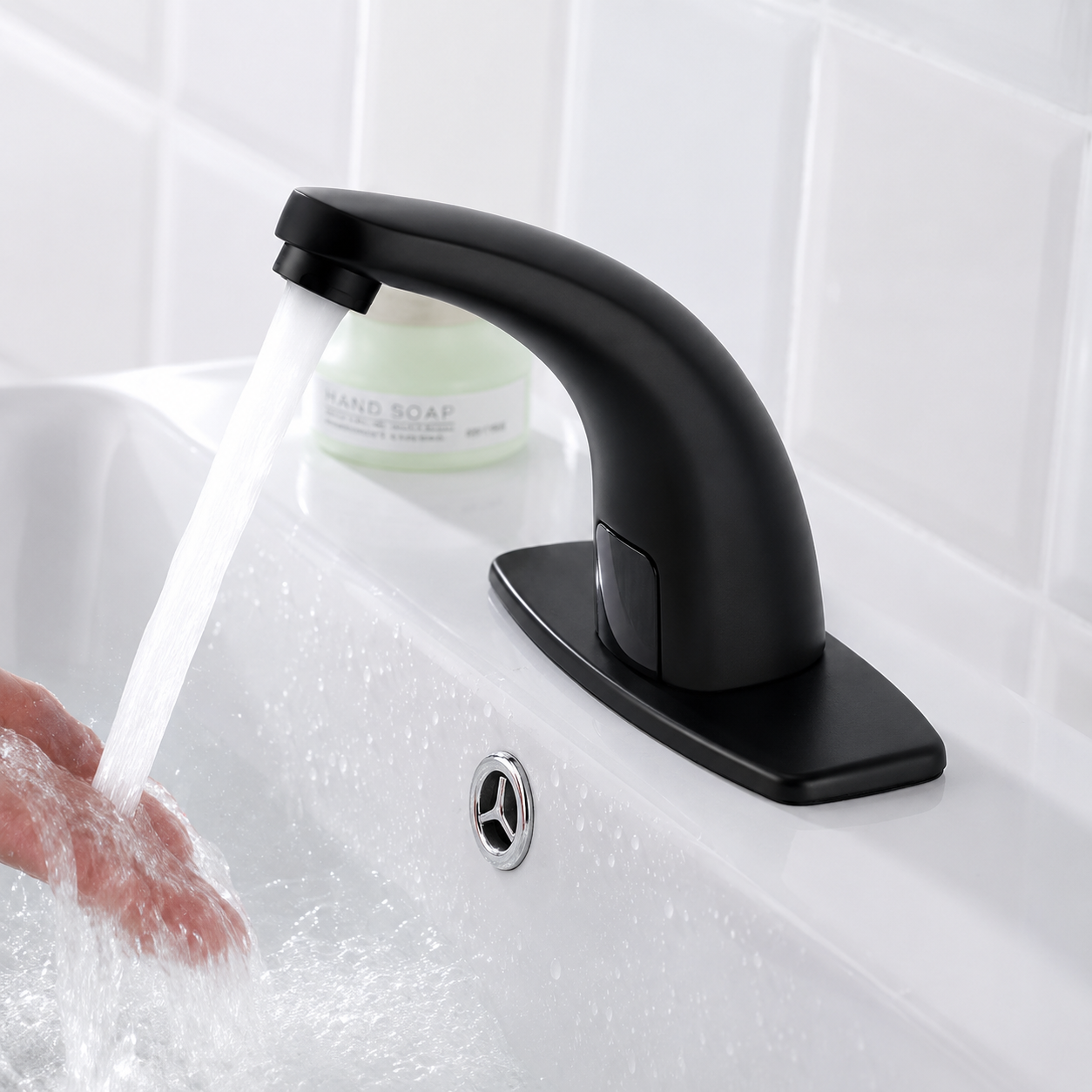 Close-up of motion sensor on MAX Faucets touchless bathroom faucet