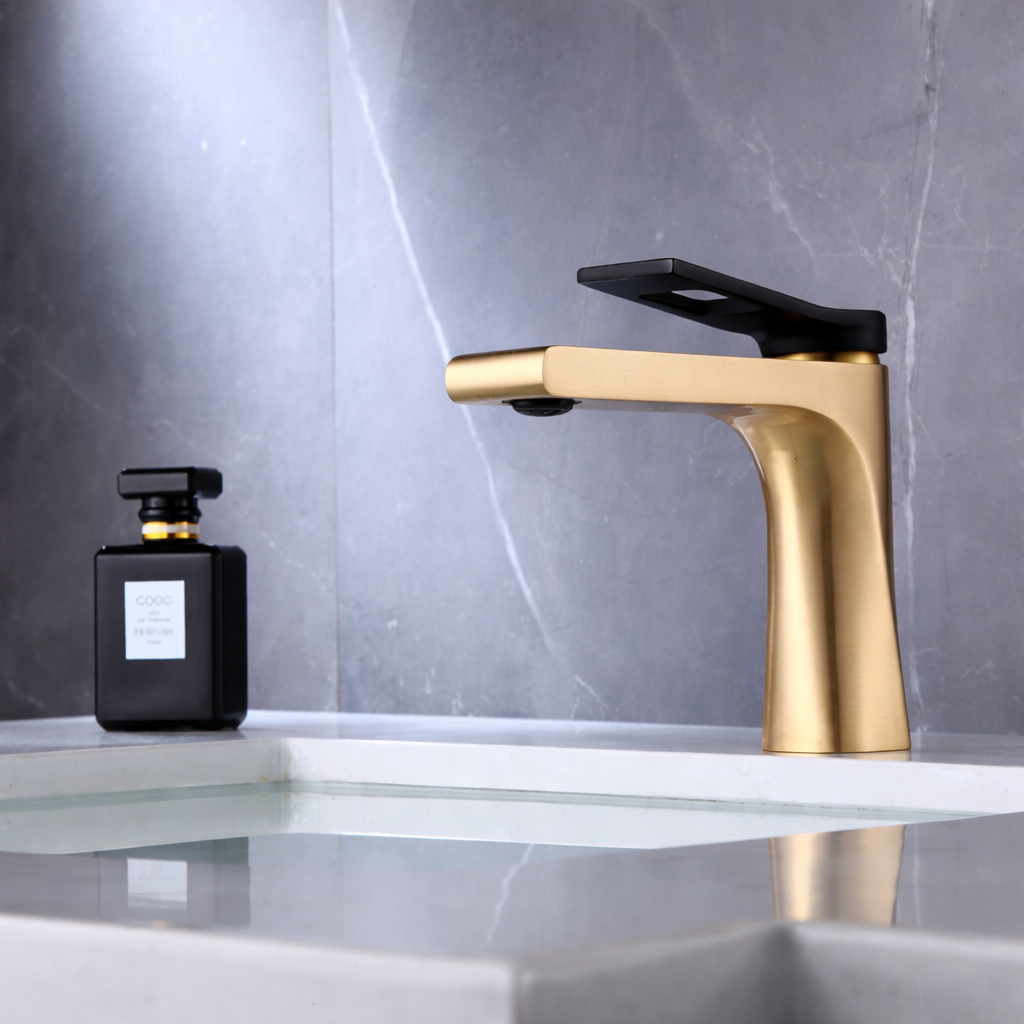 Brushed gold bathroom faucet with matte black handle MW-1906-B/GB by MAX Faucets