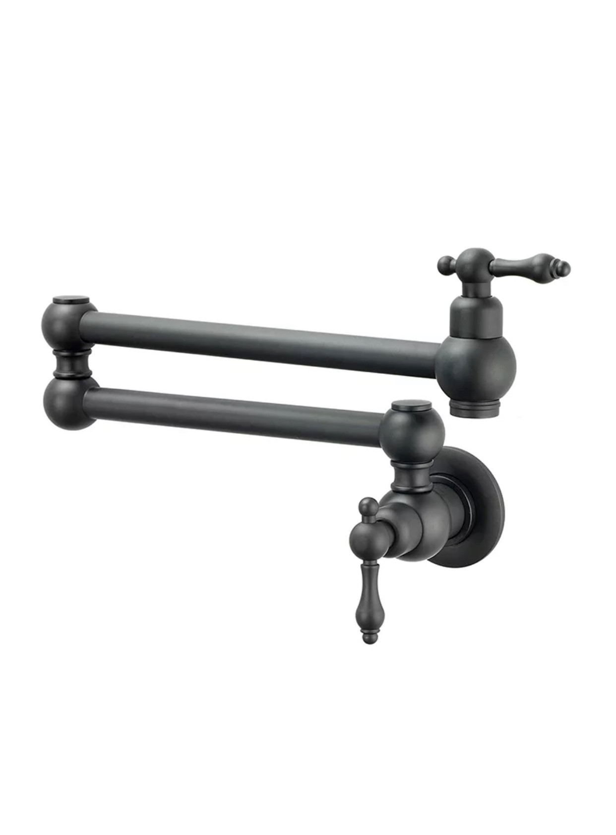 Pot Filler Faucet Double Handle Traditional Wall Mounted With Accessories 22" Matte Black Finish