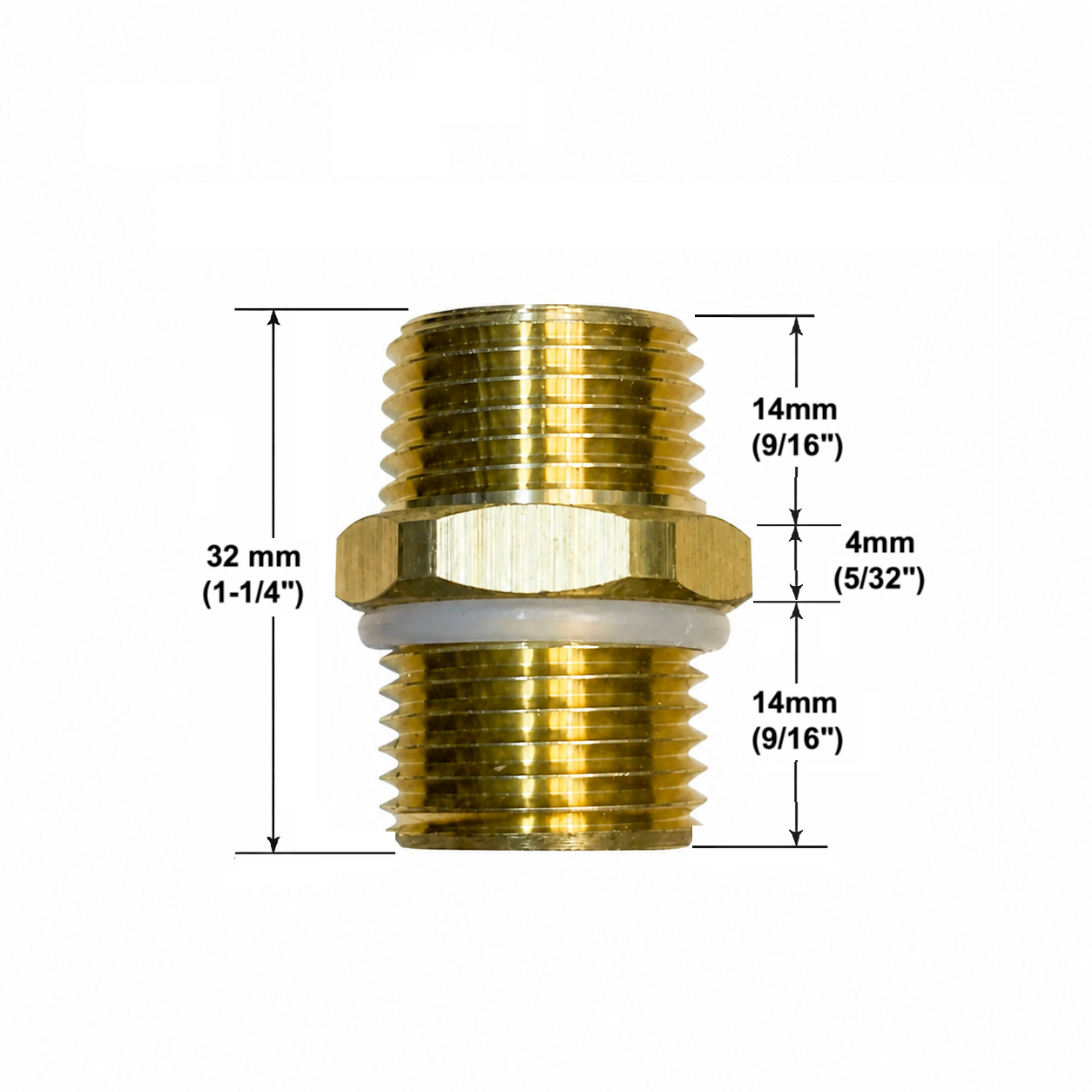 Brass pipe adapter 1/2 inch NPT male to G male thread extension fitting close-up by MAX Faucets