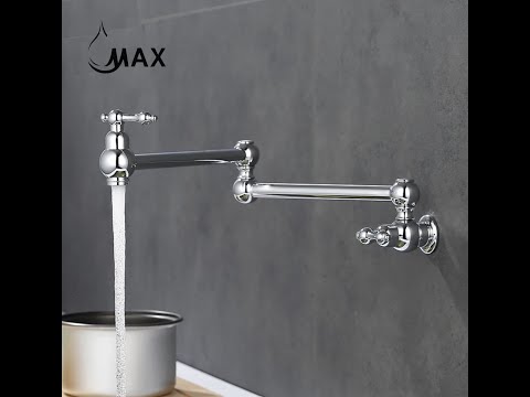 Pot Filler Faucet Double Handle Traditional Wall Mounted With Accessories 22" Chrome Finish