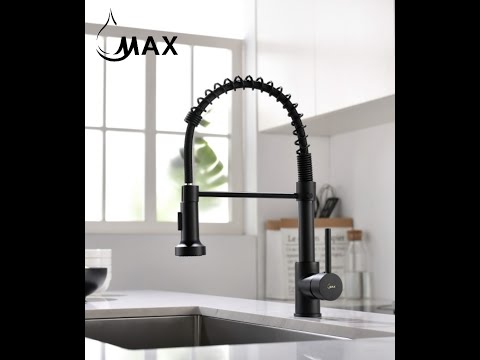 MAX Faucets | Pull-Down Spiral Flexible Kitchen Faucet – 16.5" Matte Black Finish