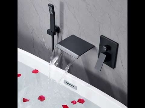 MAX Faucets | Roman Tub Waterfall Spout – Wall-Mounted, Single Handle with Movable Handheld Sprayer – Chrome Finish