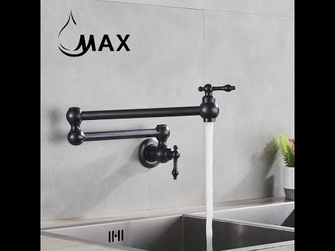 Pot Filler Faucet Double Handle Traditional Wall Mounted With Accessories 22" Matte Black Finish