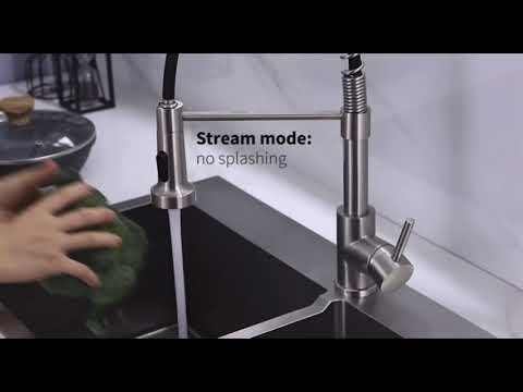 MAX Faucets | Pull-Down Spiral Flexible Kitchen Faucet – 16.5" Matte Black Finish with LED Light