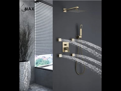MAX Faucets | Wall-Mounted Shower System Set – 3 Functions with 4 Body Jets and Handheld Pressure Balance Valve, Matte Black Finish