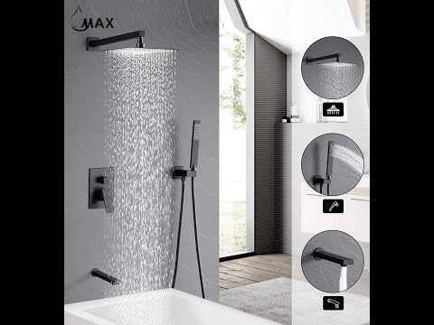 Square Tub Shower System Three Functions With Pressure-Balance Valve Brushed Gold Finish