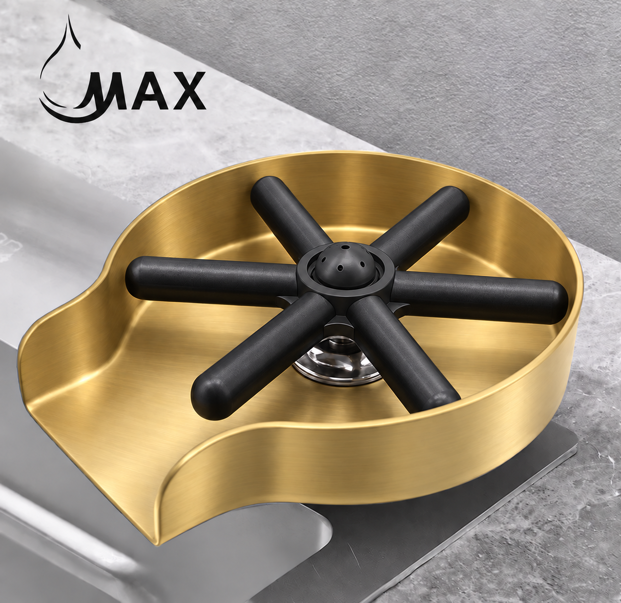 MAX Faucets rotating metal cup washer for kitchen sink in brushed gold