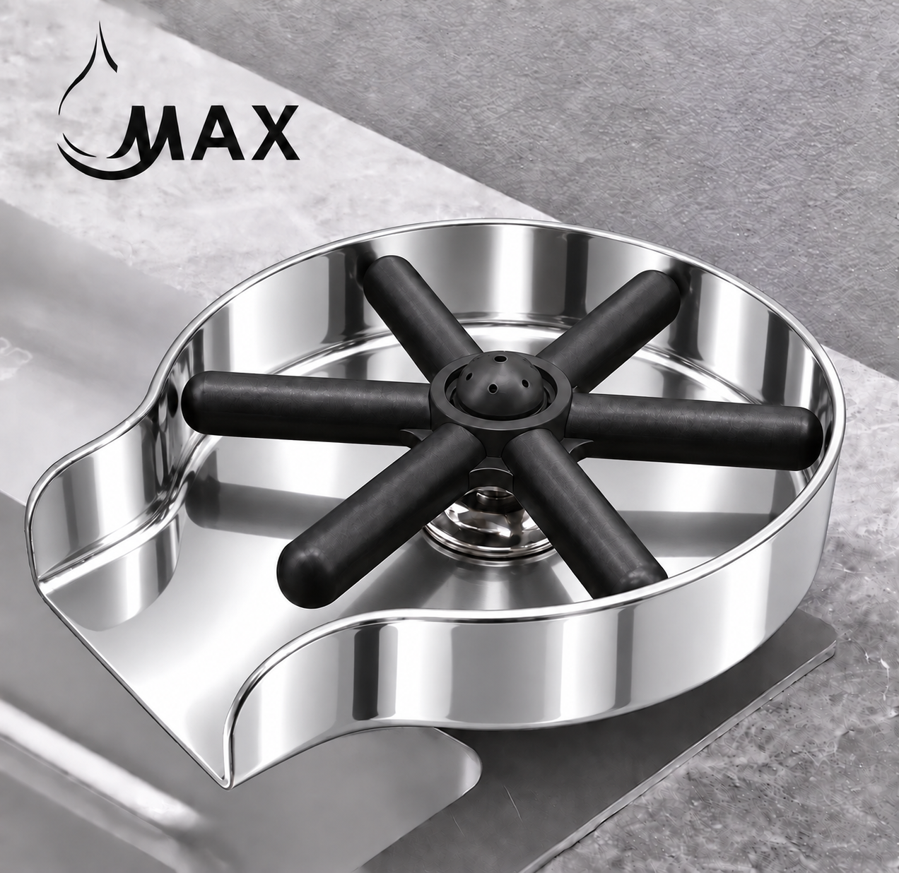 MAX Faucets rotating metal cup washer for kitchen sink in chrome