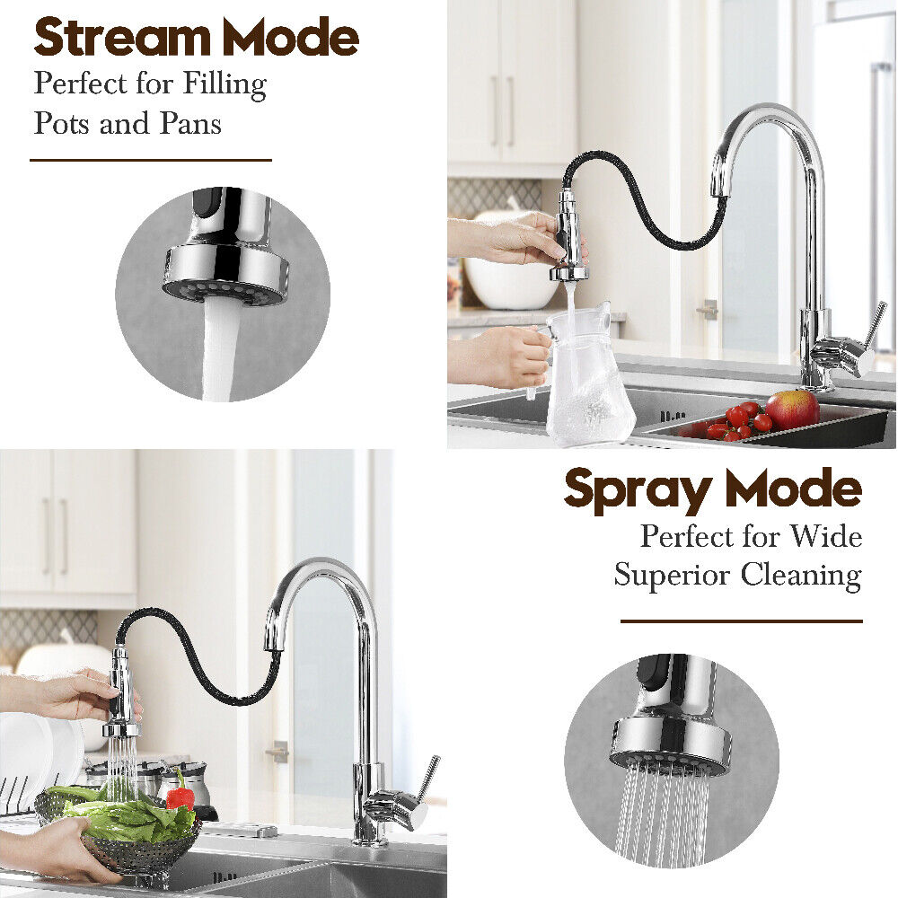 Single Handle Pull-Out Kitchen Faucet Chrome Finish